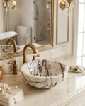 Calacatta Viola Marble Vessel Sink – Round Stone Basin