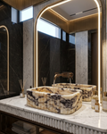 Calacatta Viola Fluted Marble Sink Custom Stone Vessel Basin