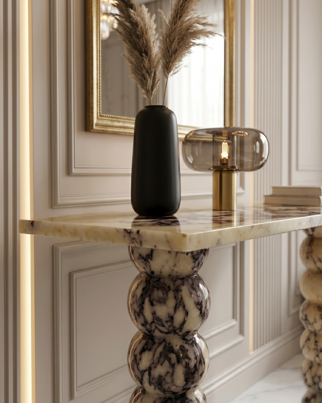 Calacatta Viola Marble Console Table – Sculptural Stone Dresser