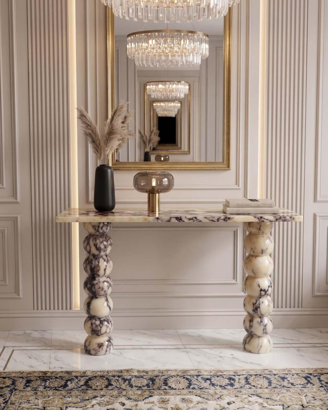 Calacatta Viola Marble Console Table – Sculptural Stone Dresser