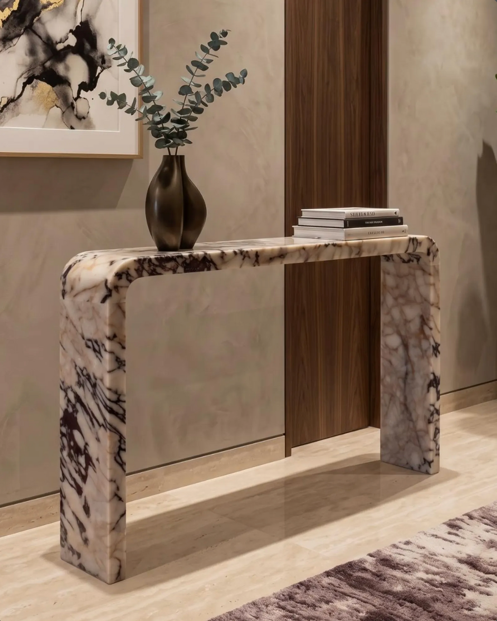 Calacatta Viola Marble Entryway Dresser Natural Stone Furniture