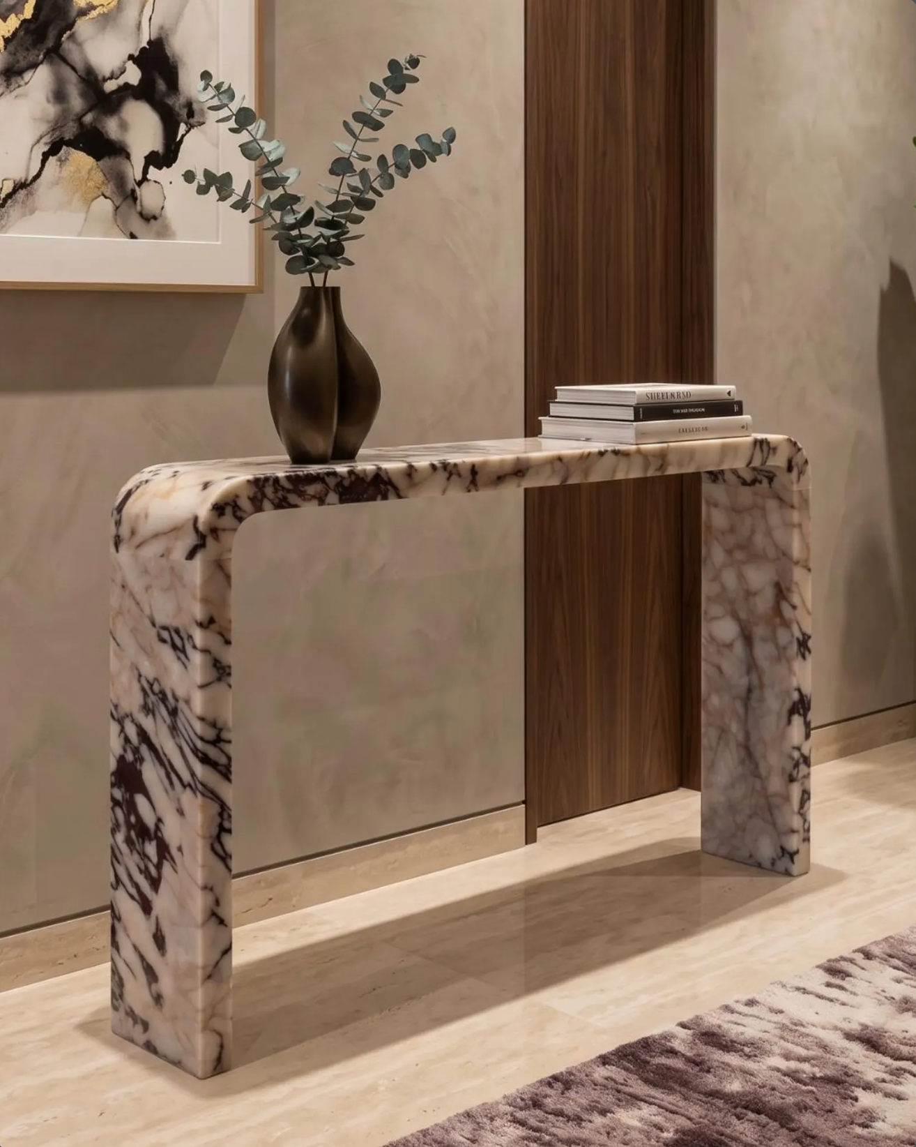 Calacatta Viola Marble Entryway Dresser Natural Stone Furniture