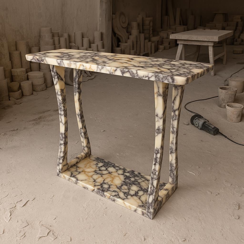 Handmade Calacatta Viola Marble Console Table: Modern Entryway Table
