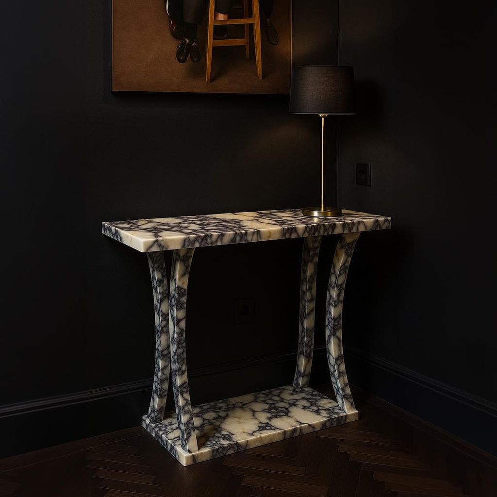Handmade Calacatta Viola Marble Console Table: Modern Entryway Table
