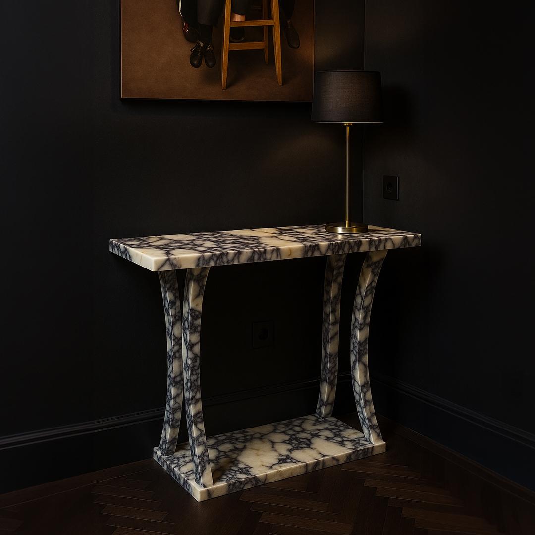 Handmade Calacatta Viola Marble Console Table: Modern Entryway Table