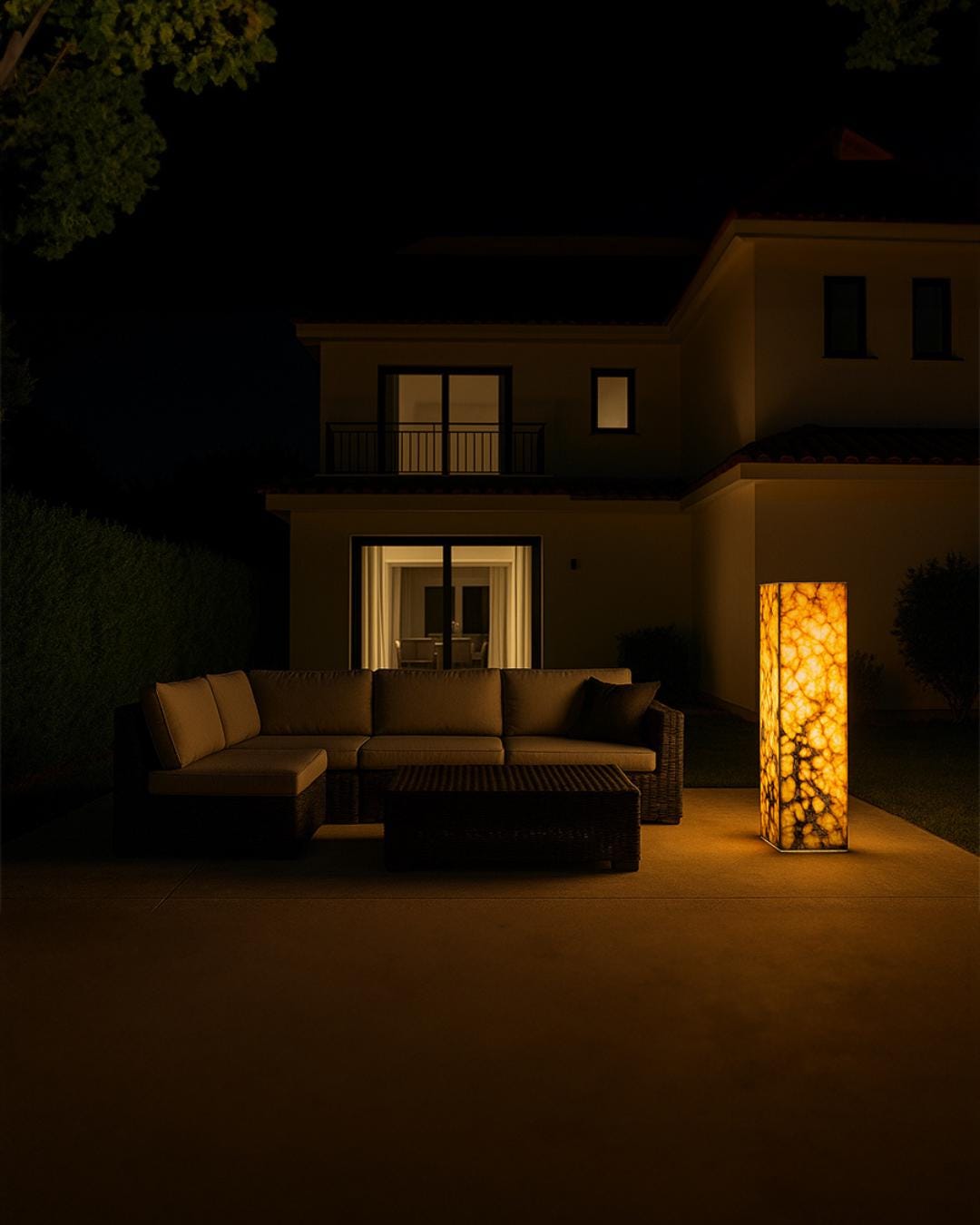 Handmade Marble Floor Lamp: Illuminated Stone Column, Modern Ambient Light