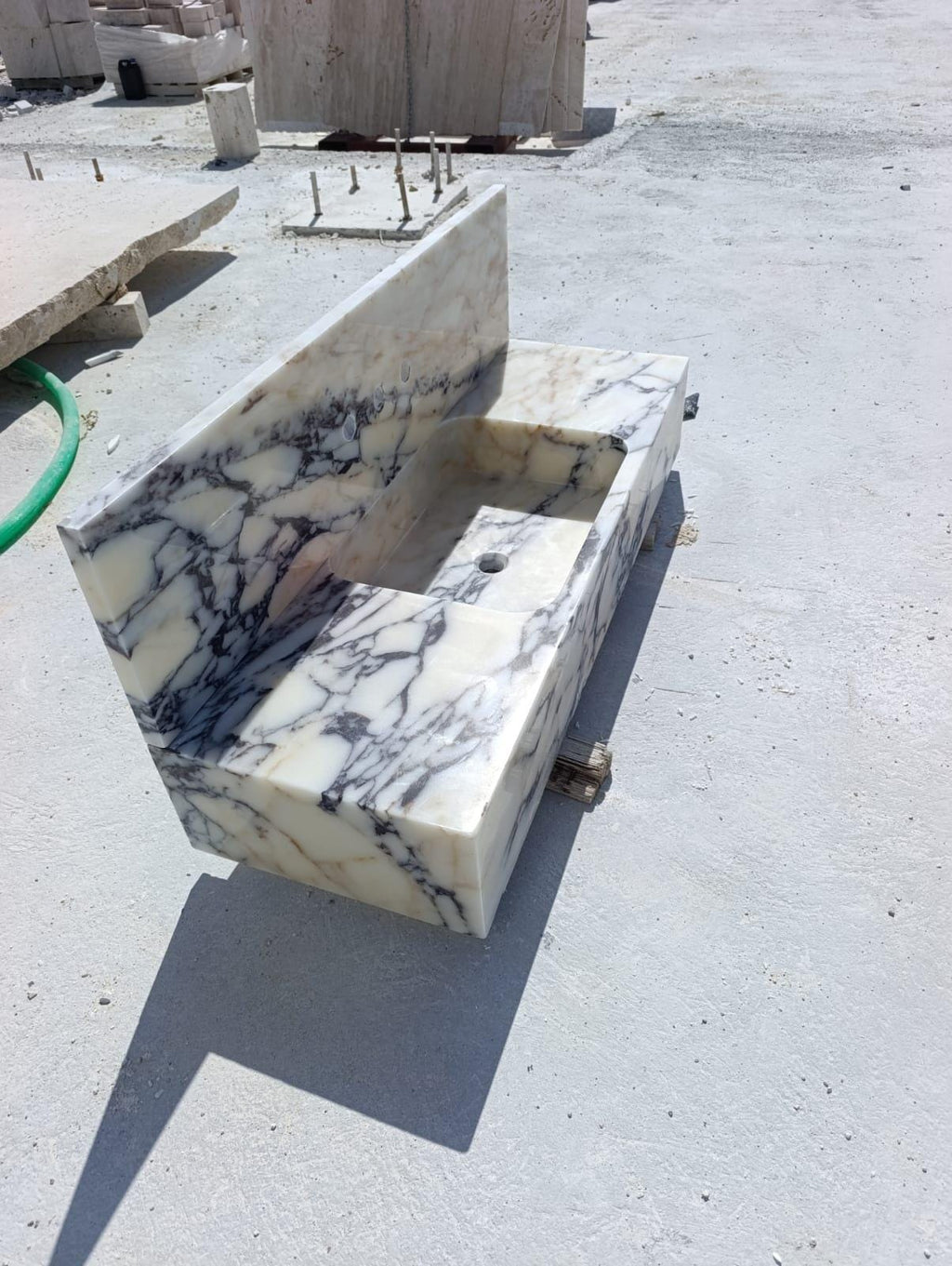 Calacatta Viola Marble Wall-Mounted Marble Sink, Handmade Stone Basin, Modern Luxury Bathroom Vanity