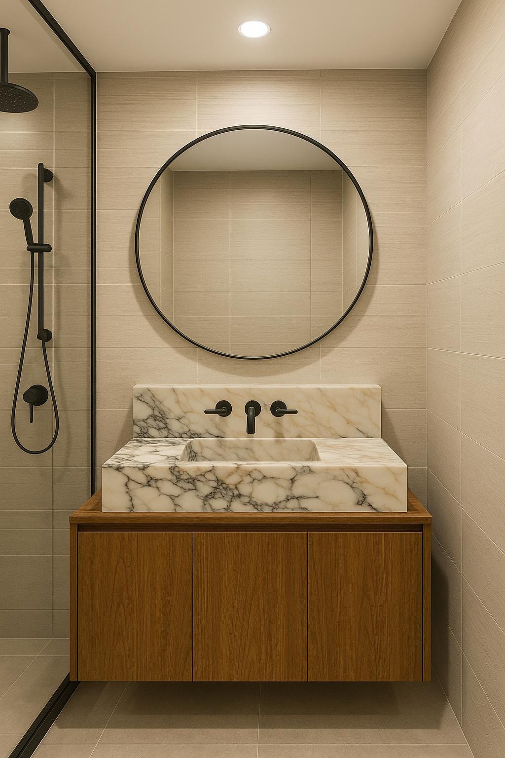 Calacatta Viola Marble Wall-Mounted Marble Sink, Handmade Stone Basin, Modern Luxury Bathroom Vanity