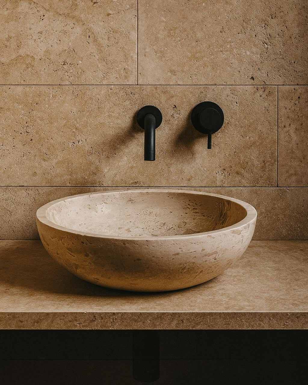 Handmade Travertine Round Marble Sink: Luxury Bathroom Vanity