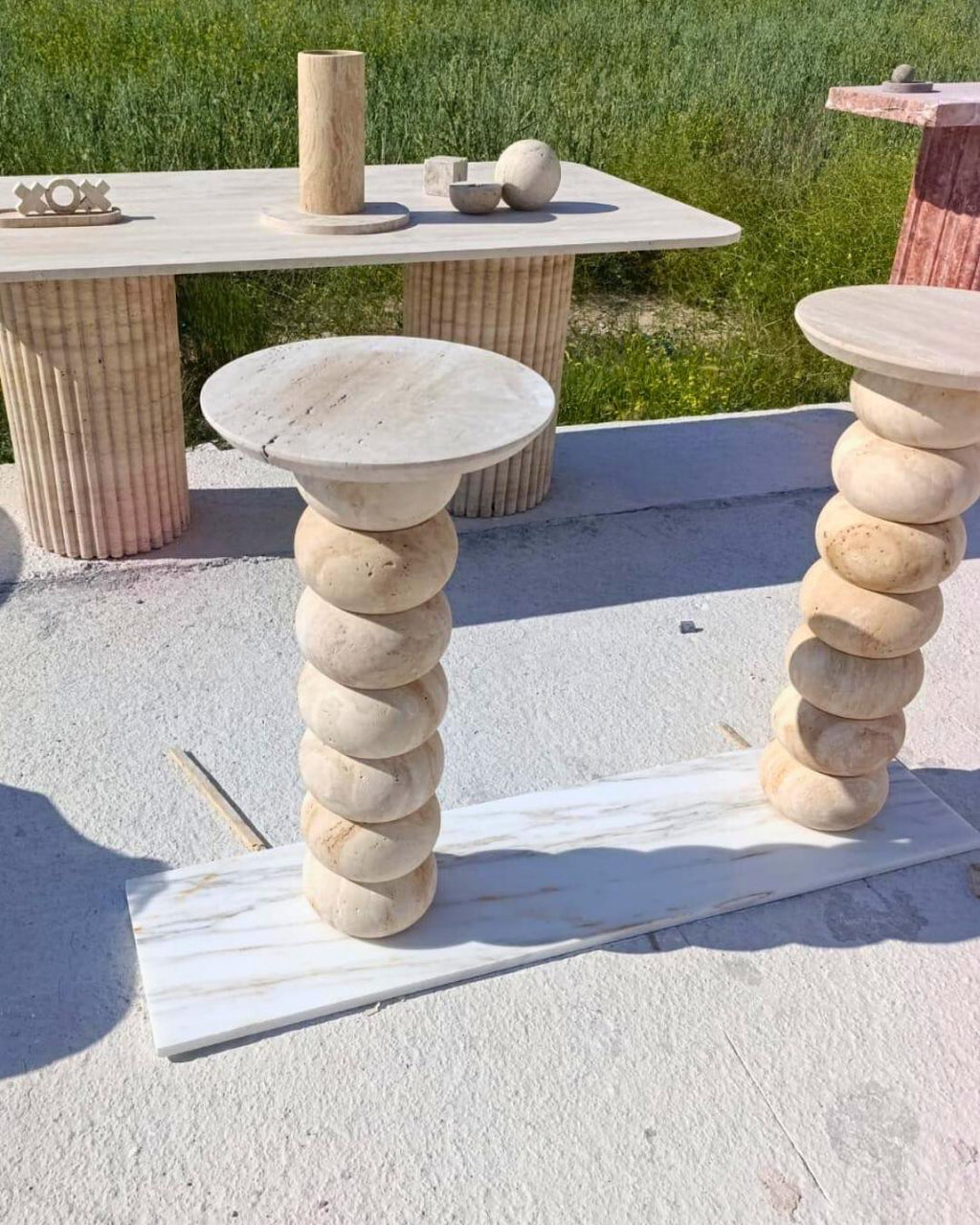 Handmade Travertine Marble Coffee Table: Luxury Stone Furniture for Designer