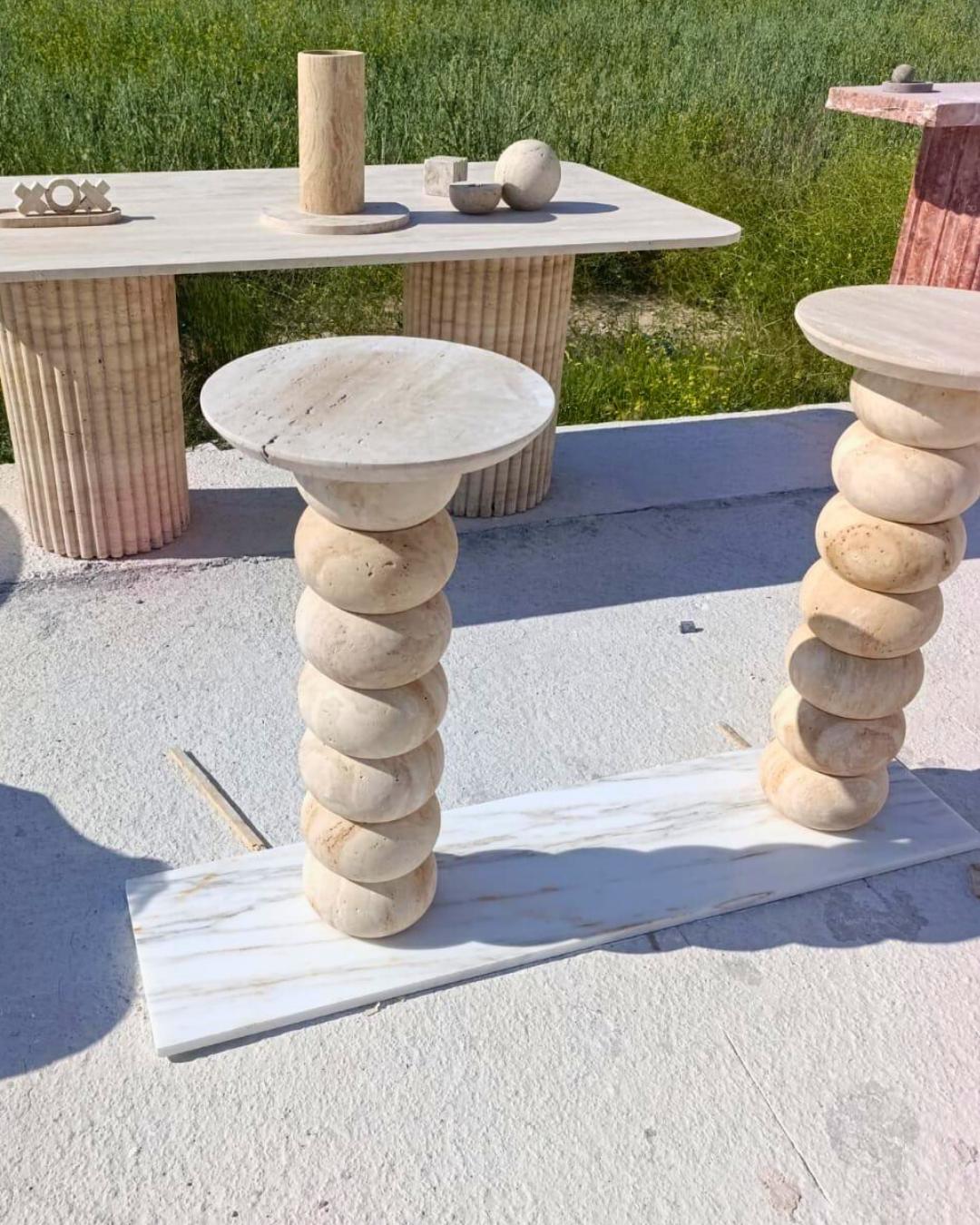 Handmade Travertine Marble Coffee Table: Luxury Stone Furniture for Designer