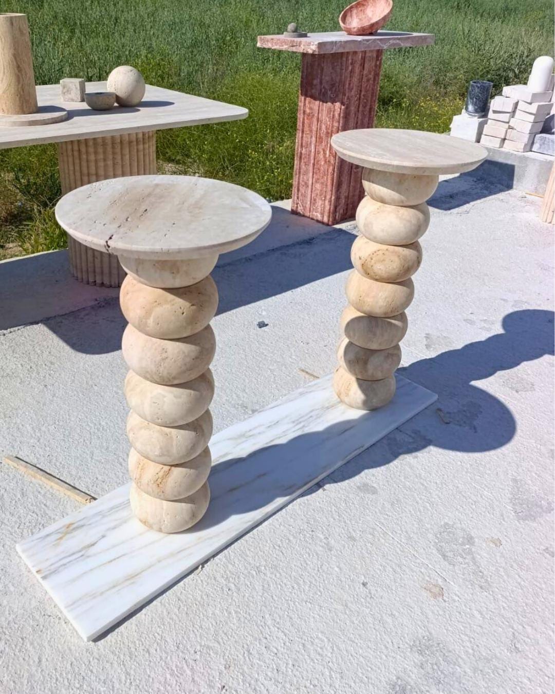 Handmade Travertine Marble Coffee Table: Luxury Stone Furniture for Designer
