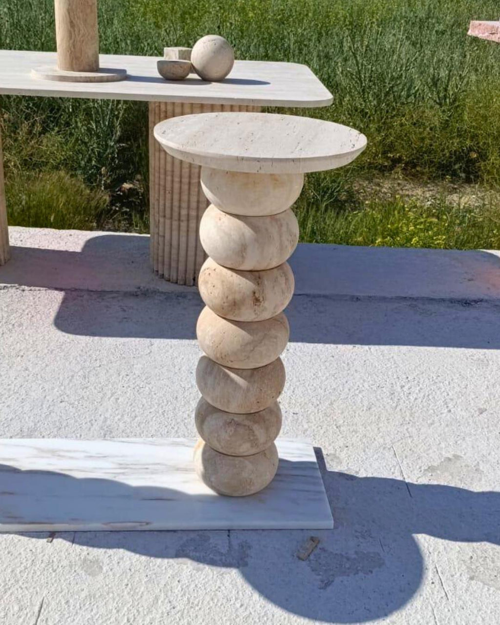 Handmade Travertine Marble Coffee Table: Luxury Stone Furniture for Designer