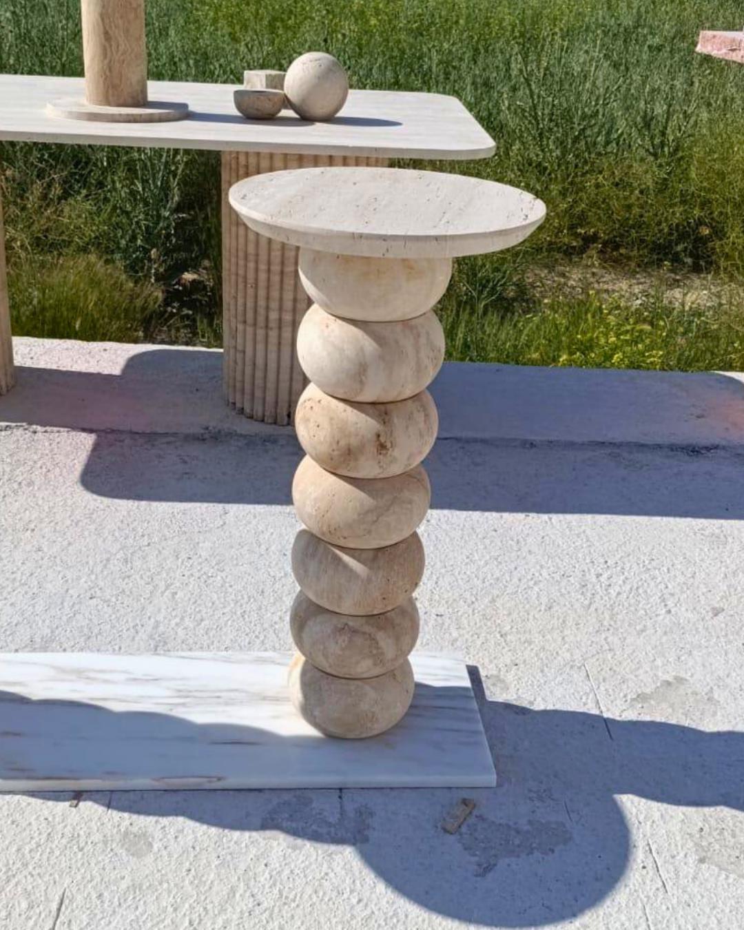 Handmade Travertine Marble Coffee Table: Luxury Stone Furniture for Designer