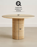Handmade Travertine Round Dining Table: Fluted Base, Natural Stone