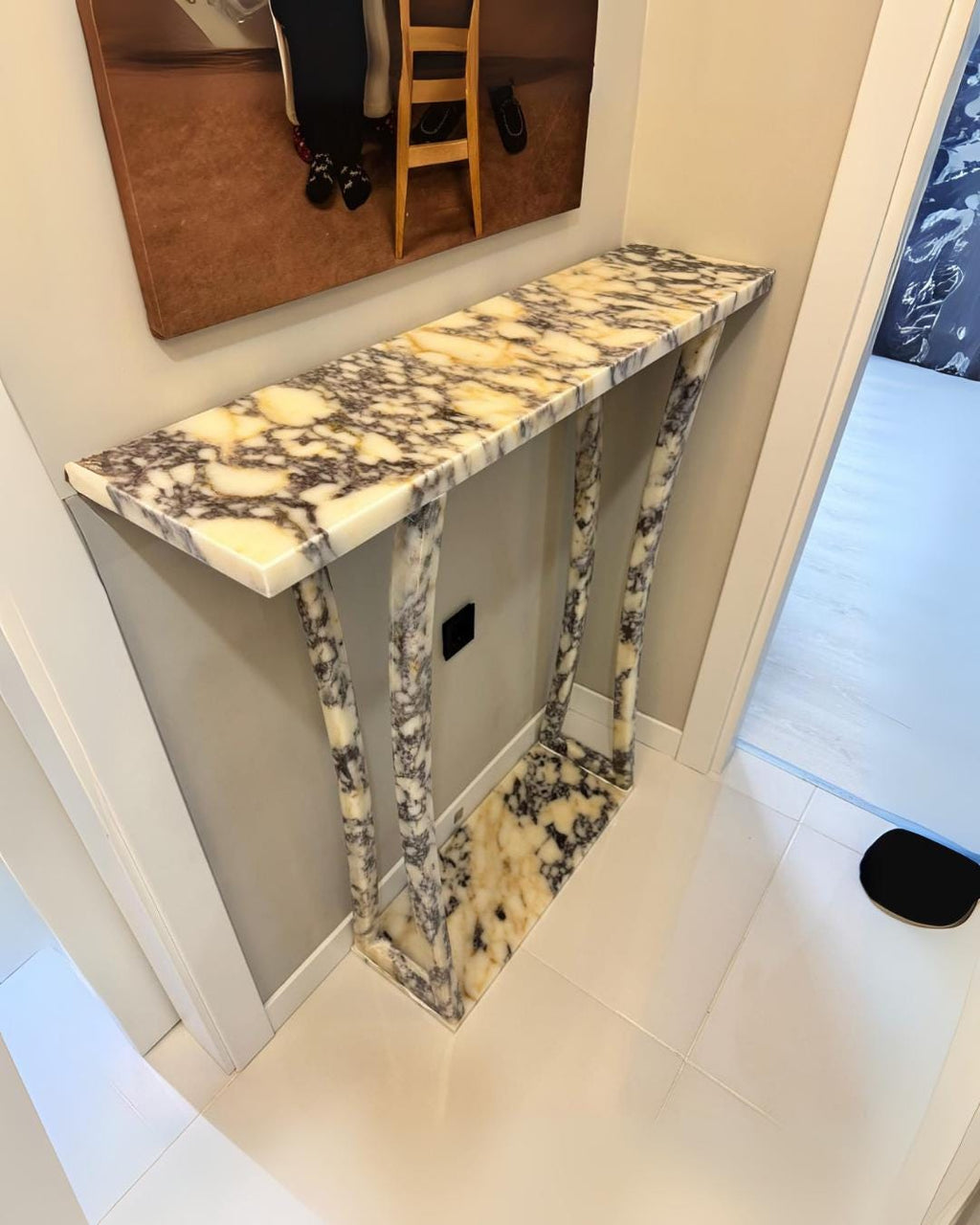 Handmade Calacatta Viola Marble Console Table: Modern Entryway Table
