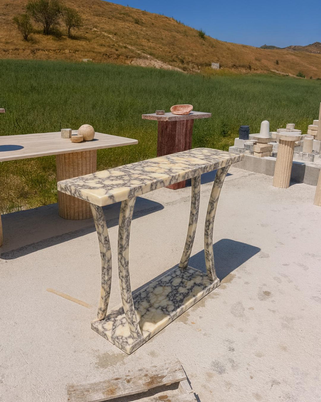 Handmade Calacatta Viola Marble Console Table: Modern Entryway Table