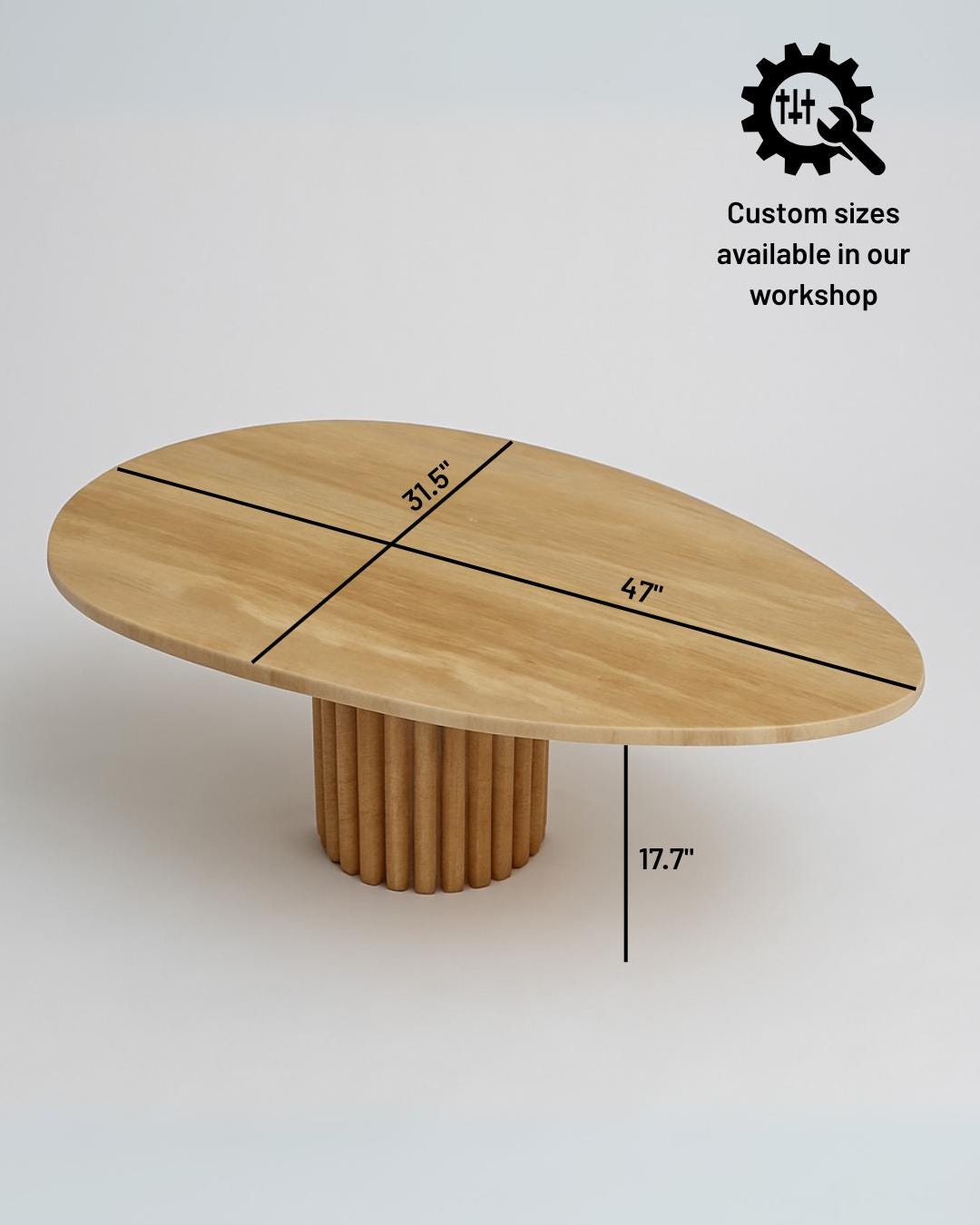 Handmade Travertine Coffee Table: Natural Stone, Fluted Base