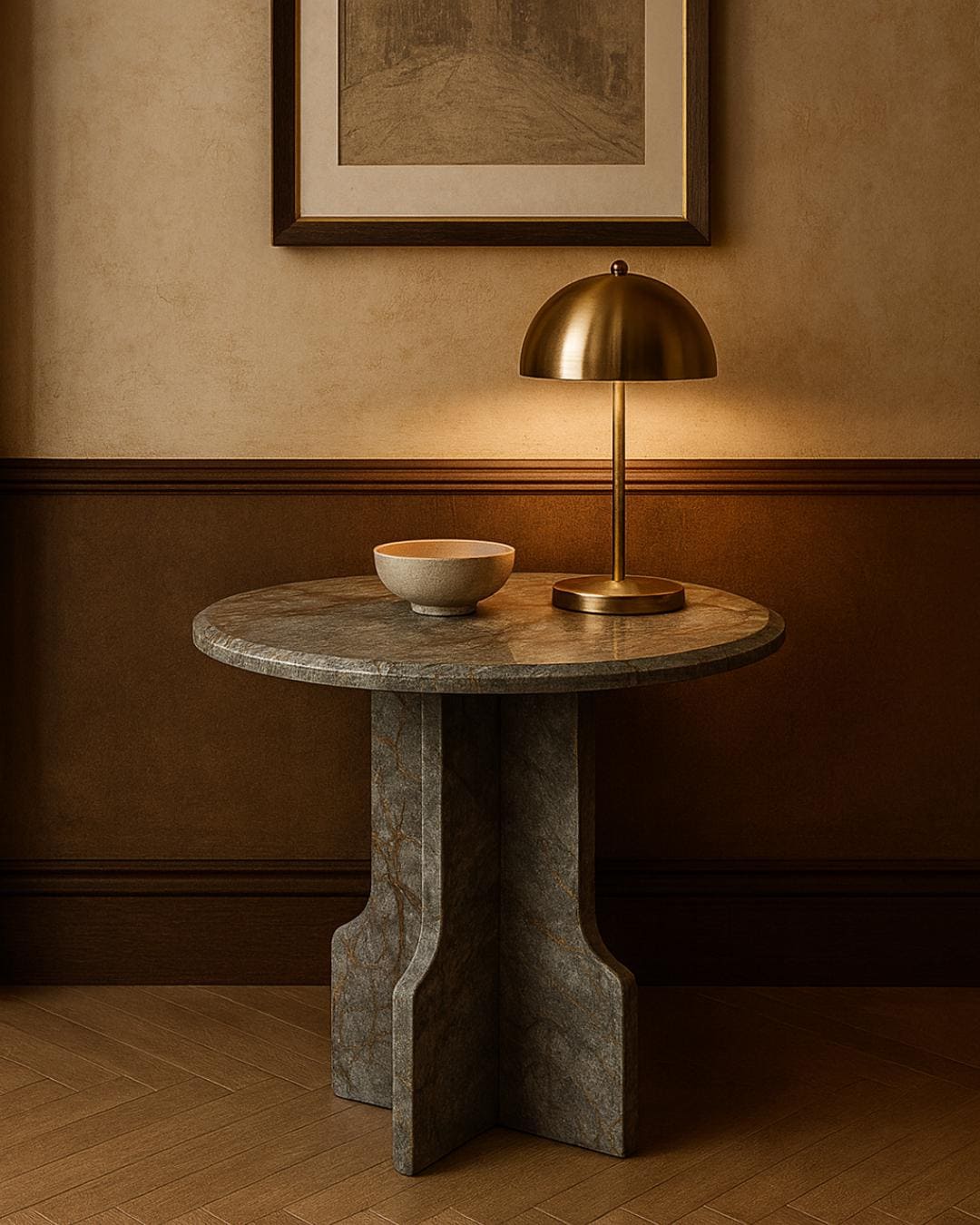 Handmade Round Marble Side Table: Modern Accent Decor