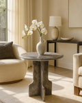 Handmade Round Marble Side Table: Modern Accent Decor