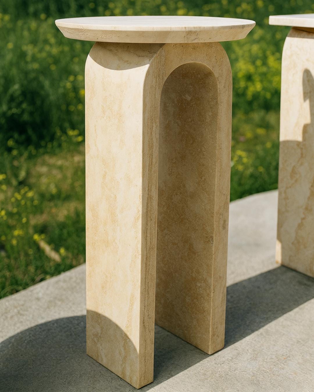 Travertine Marble Console Table: Natural Stone, Modern Minimalist Accent Table
