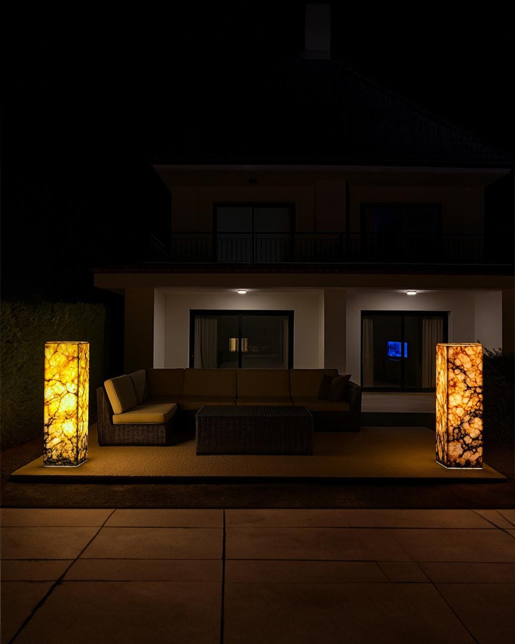 Handmade Marble Floor Lamp: Illuminated Stone Column, Modern Ambient Light