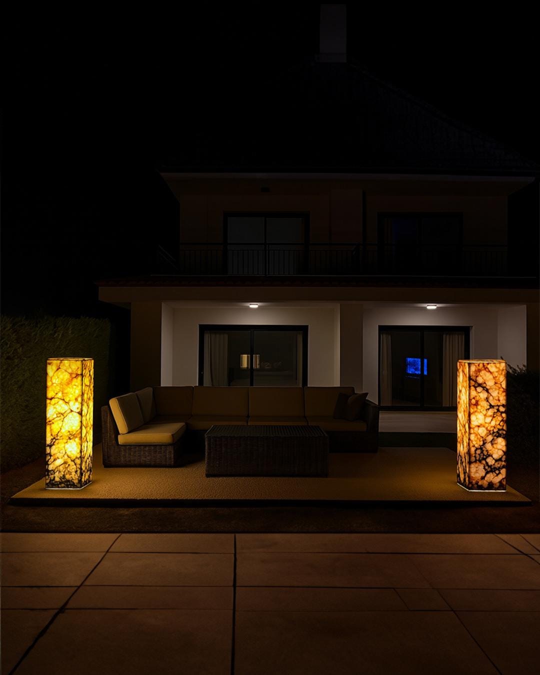 Handmade Marble Floor Lamp: Illuminated Stone Column, Modern Ambient Light