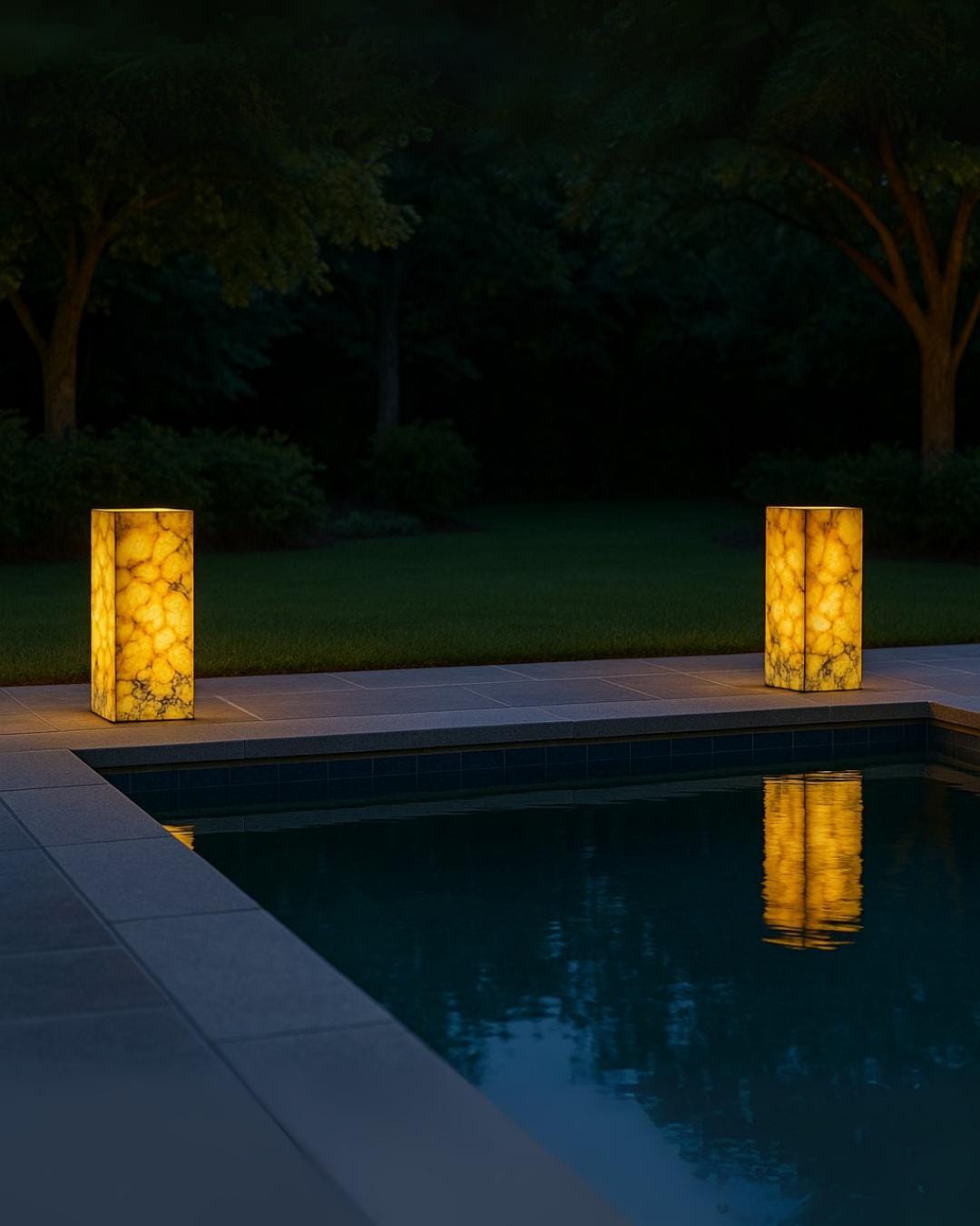Handmade Marble Floor Lamp: Illuminated Stone Column, Modern Ambient Light