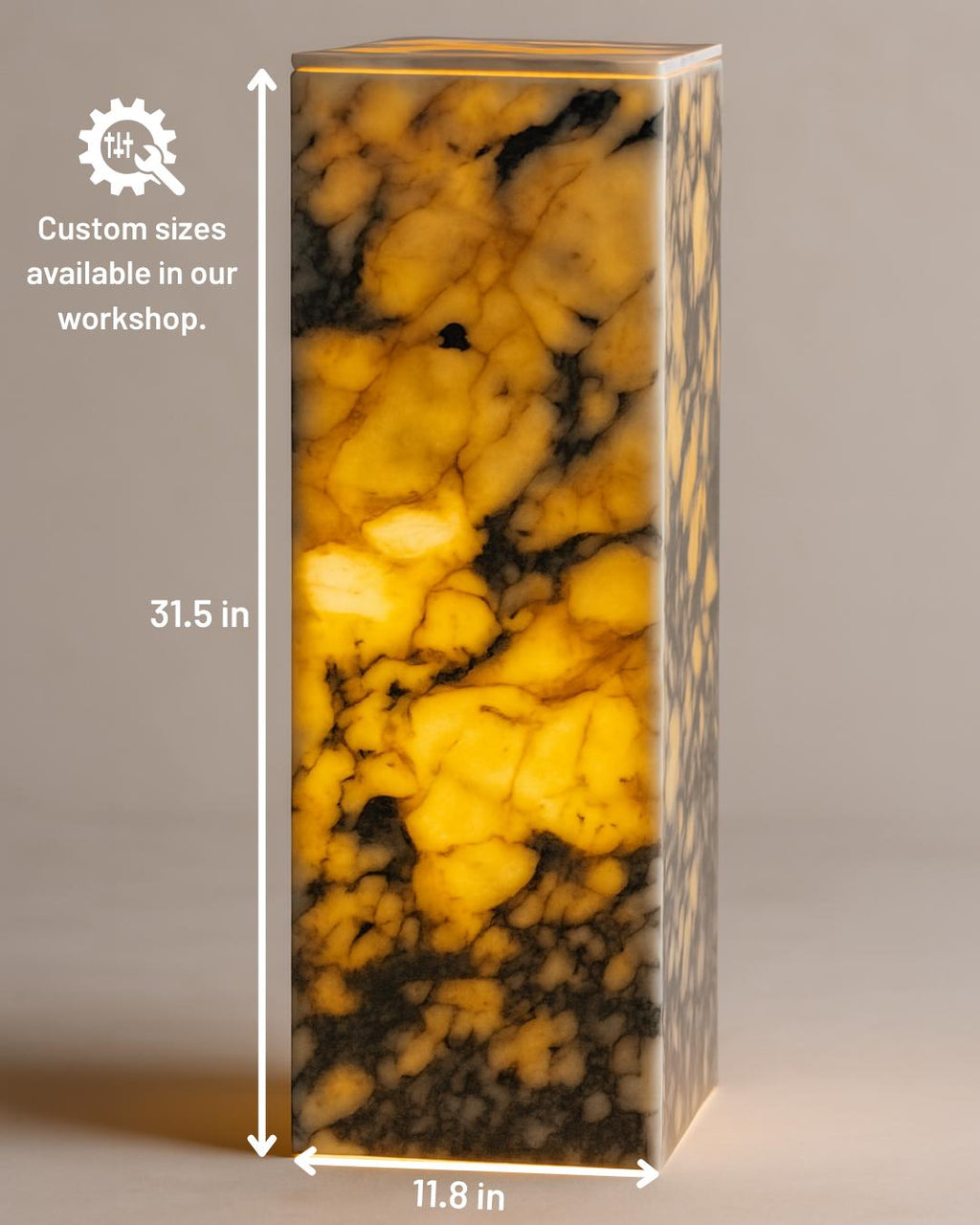 Handmade Marble Floor Lamp: Illuminated Stone Column, Modern Ambient Light