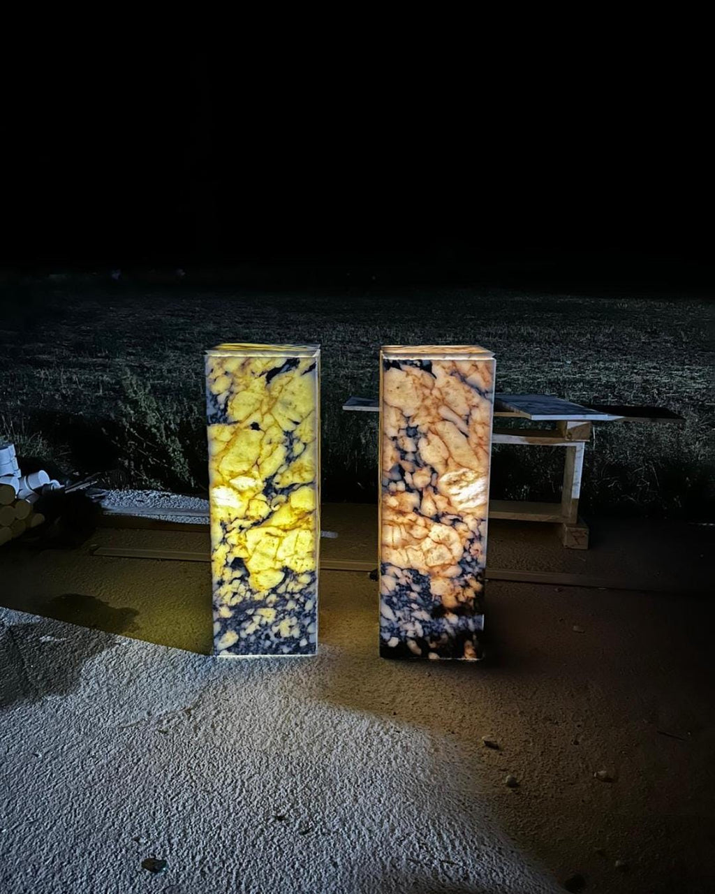Handmade Marble Floor Lamp: Illuminated Stone Column, Modern Ambient Light