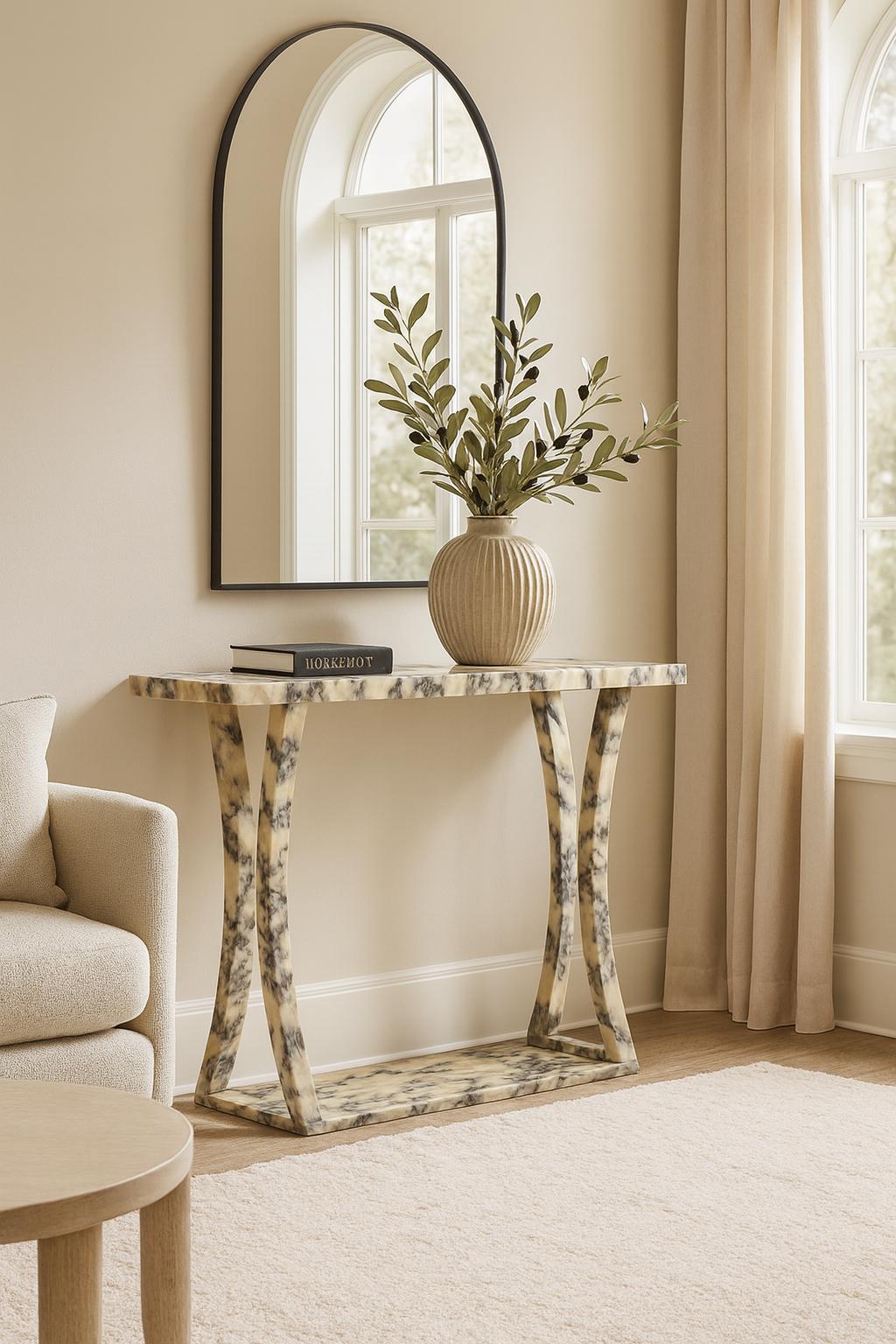 Handmade Calacatta Viola Marble Console Table: Modern Entryway Table