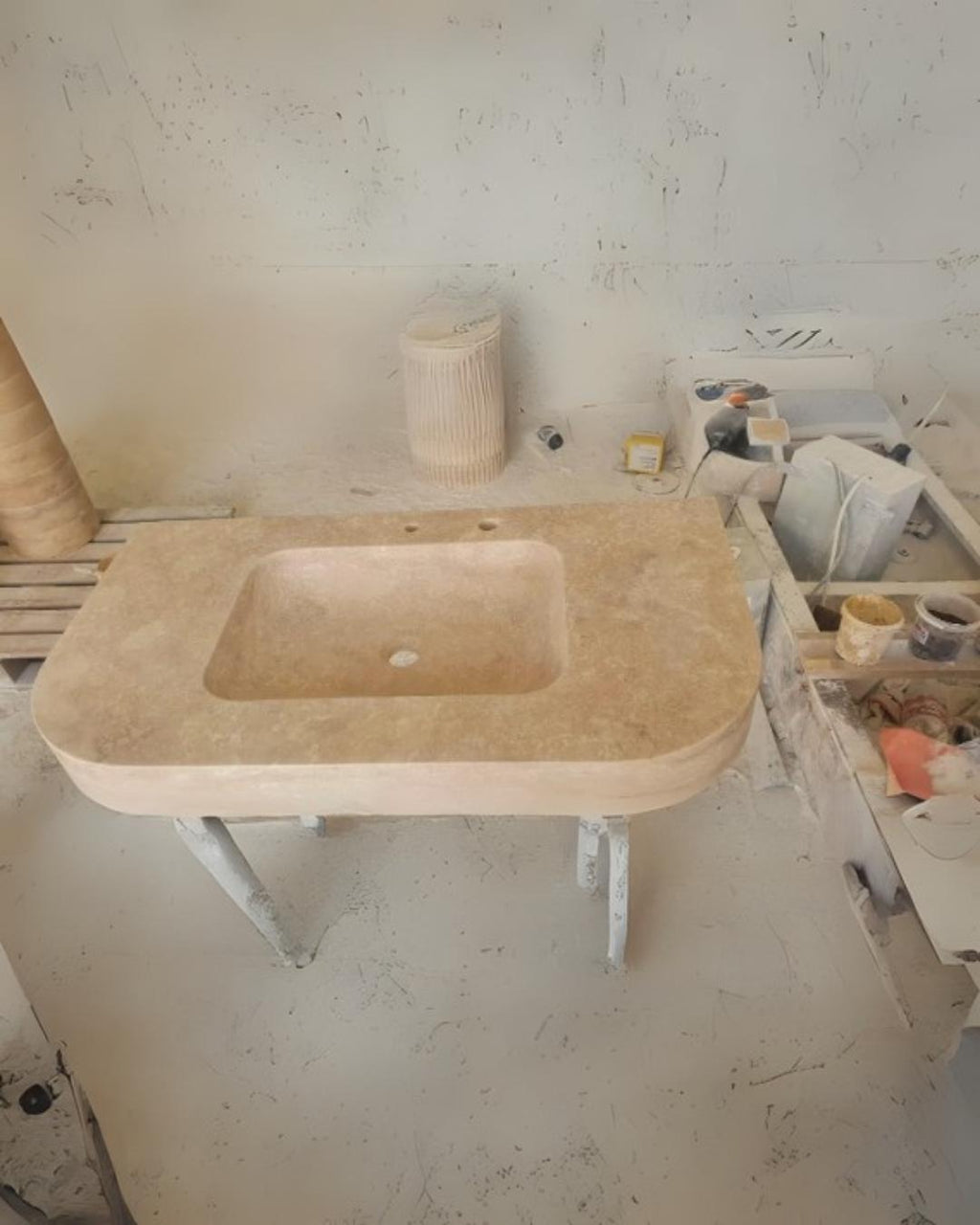 Handmade Travertine Stone Sink: Rustic Bathroom Vanity, Honed Finish