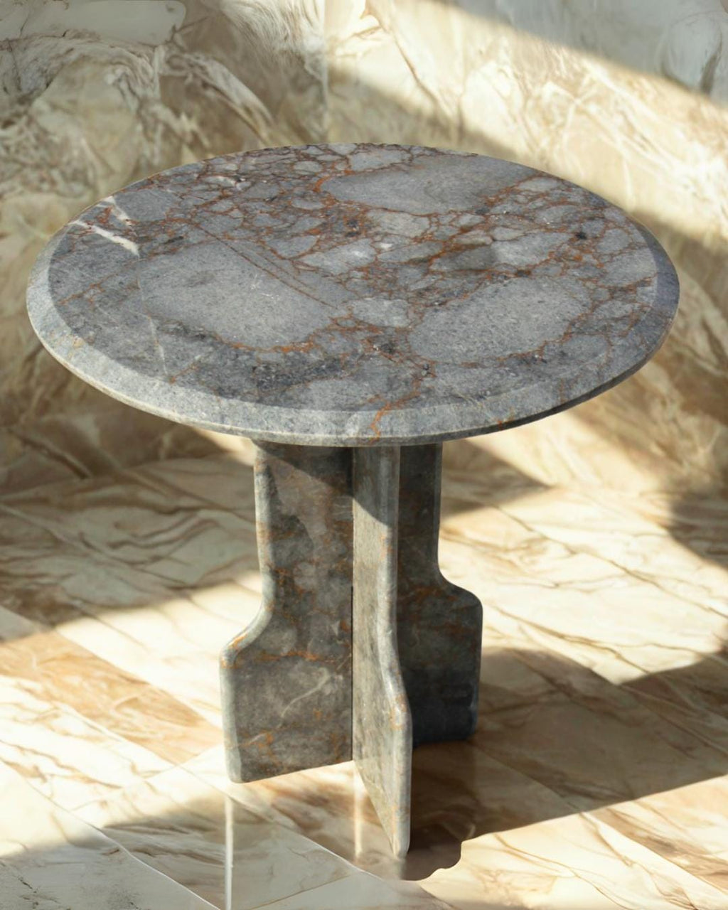 Handmade Round Marble Side Table: Modern Accent Decor
