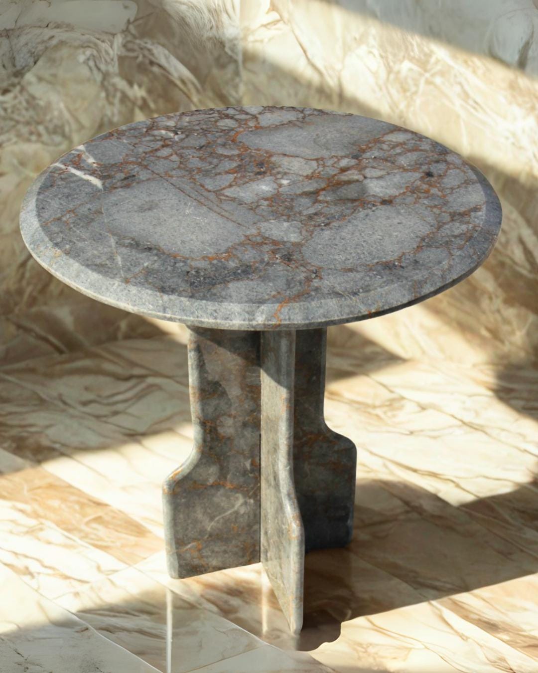 Handmade Round Marble Side Table: Modern Accent Decor