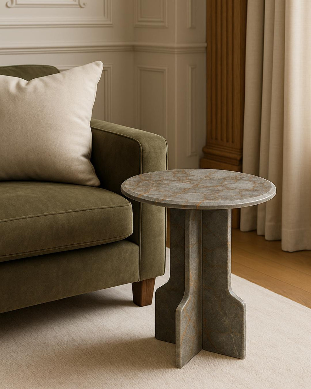 Handmade Round Marble Side Table: Modern Accent Decor