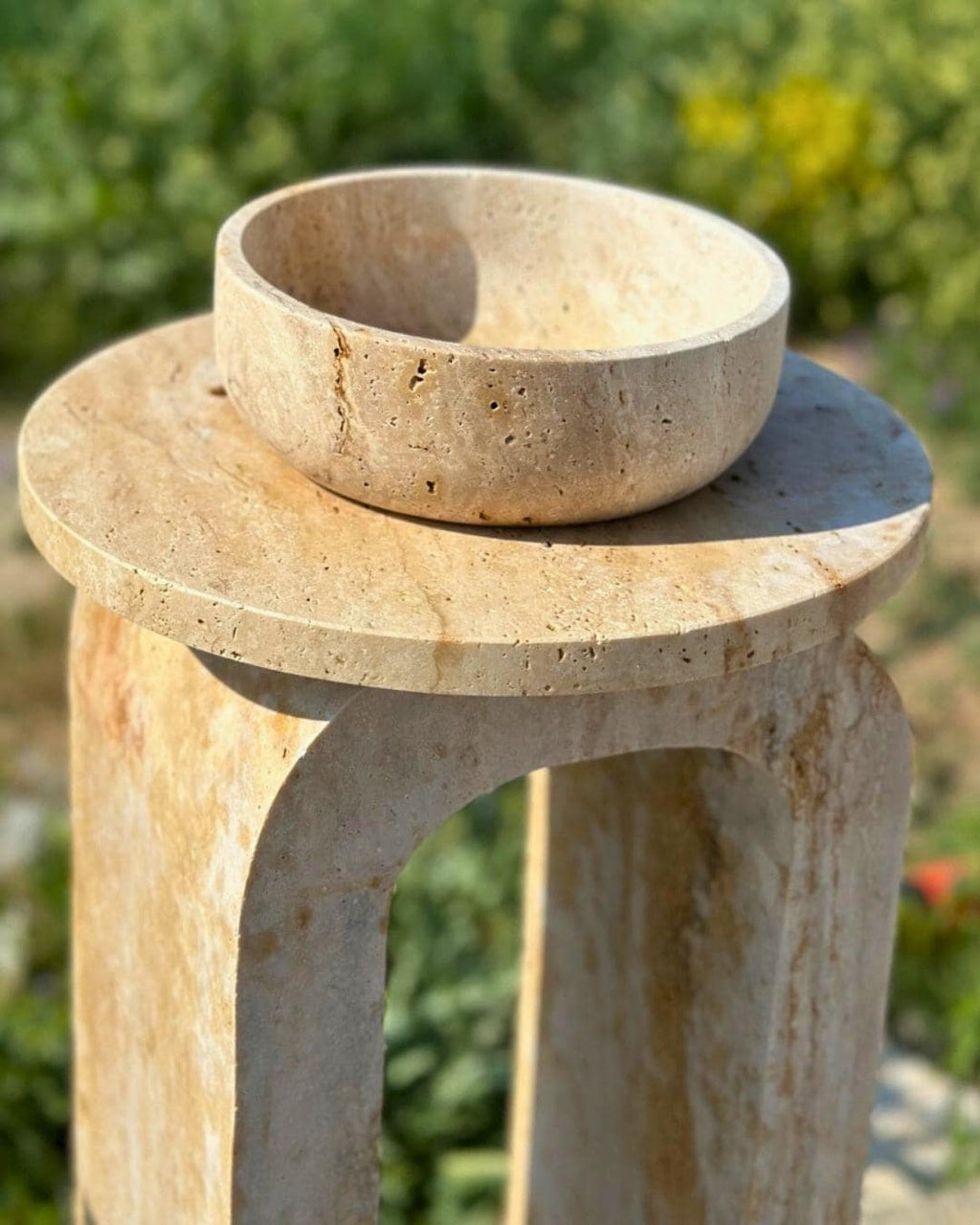 Travertine Marble Console Table: Natural Stone, Modern Minimalist Accent Table
