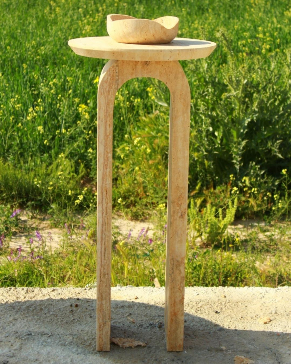 Travertine Marble Console Table: Natural Stone, Modern Minimalist Accent Table