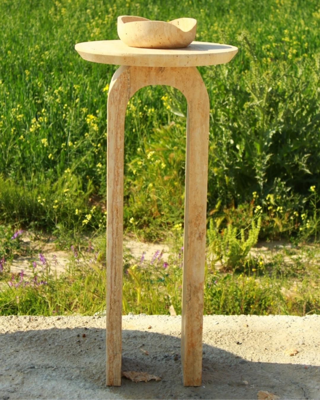 Travertine Marble Console Table: Natural Stone, Modern Minimalist Accent Table