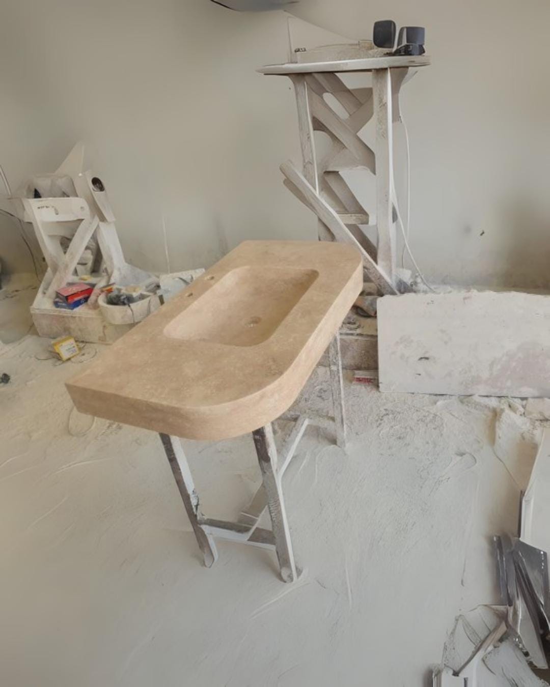 Handmade Travertine Stone Sink: Rustic Bathroom Vanity, Honed Finish