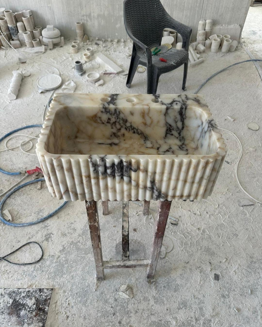 Hand Carved Calacatta Viola Luxury Marble Sink: Custom Wall Mount Countertop Vanity Basin