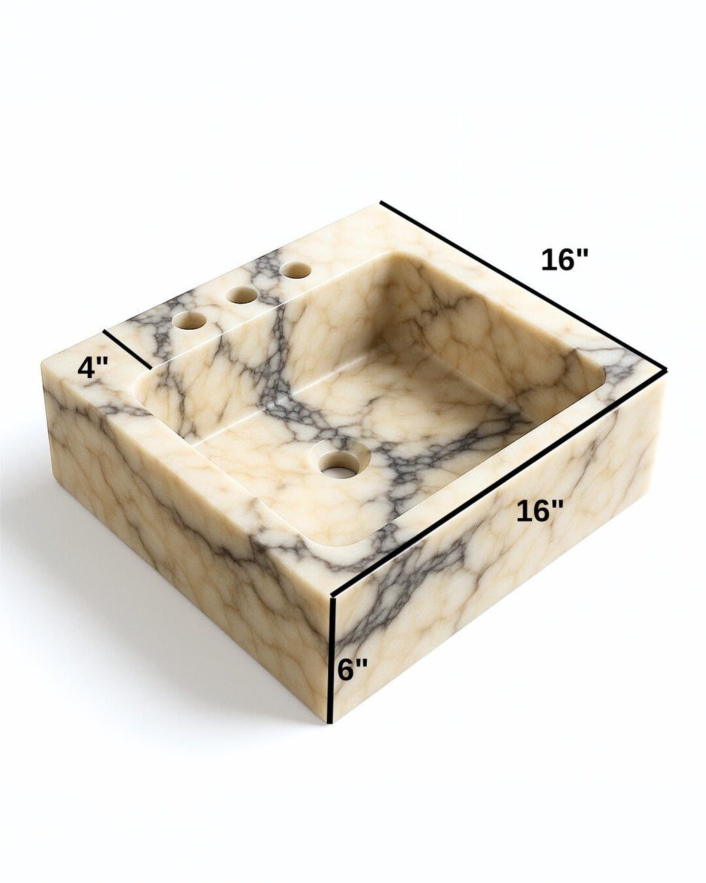 Calacatta Viola Marble Vessel Sink – Handmade Square Bathroom Basin – Customizable Natural Stone Sink
