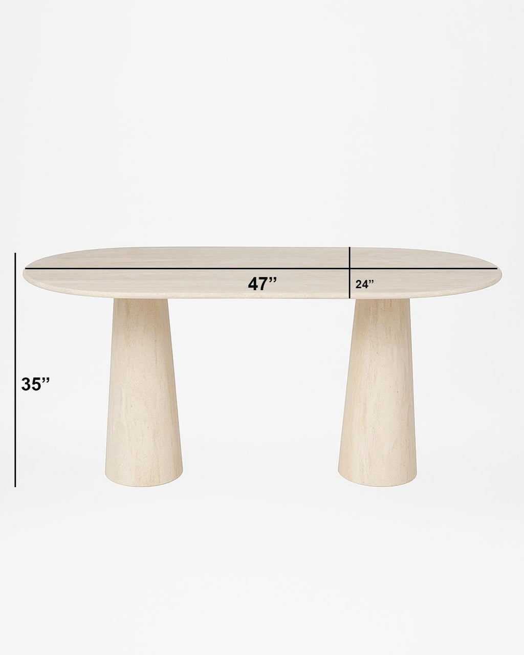 Oval Travertine Console Table: Modern Stone Entryway and Living Room Decor
