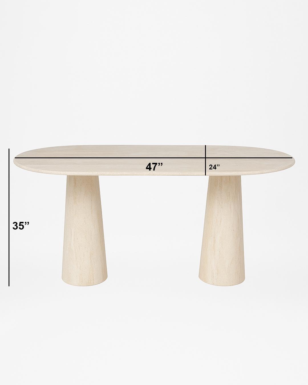 Oval Travertine Console Table: Modern Stone Entryway and Living Room Decor