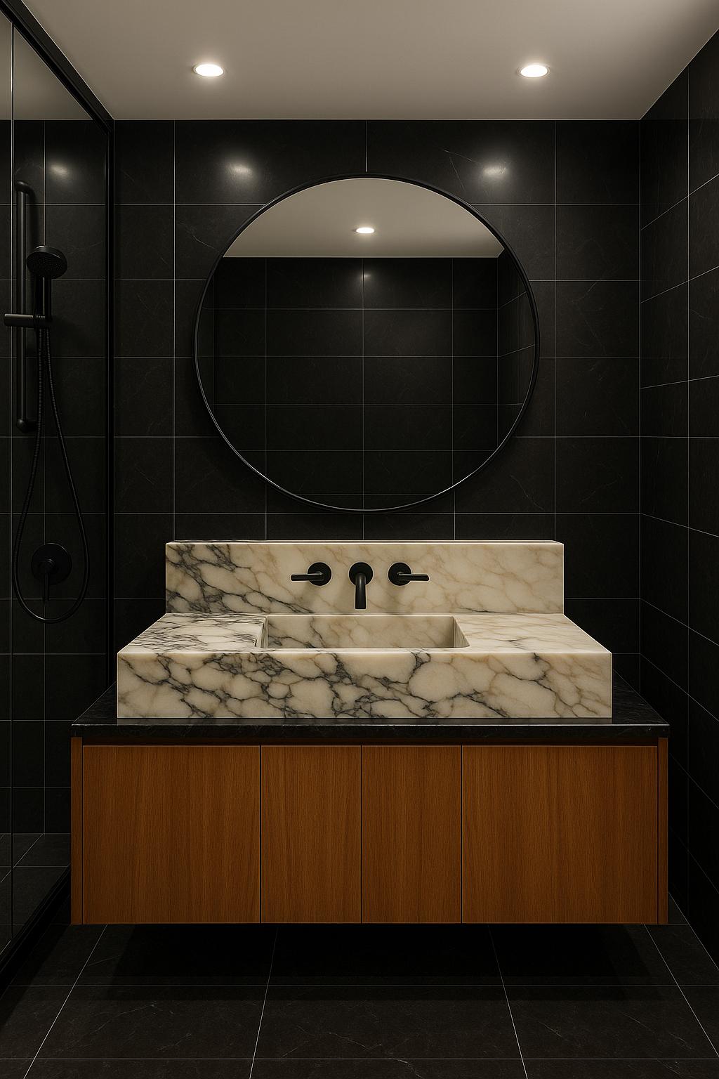 Calacatta Viola Marble Wall-Mounted Marble Sink, Handmade Stone Basin, Modern Luxury Bathroom Vanity