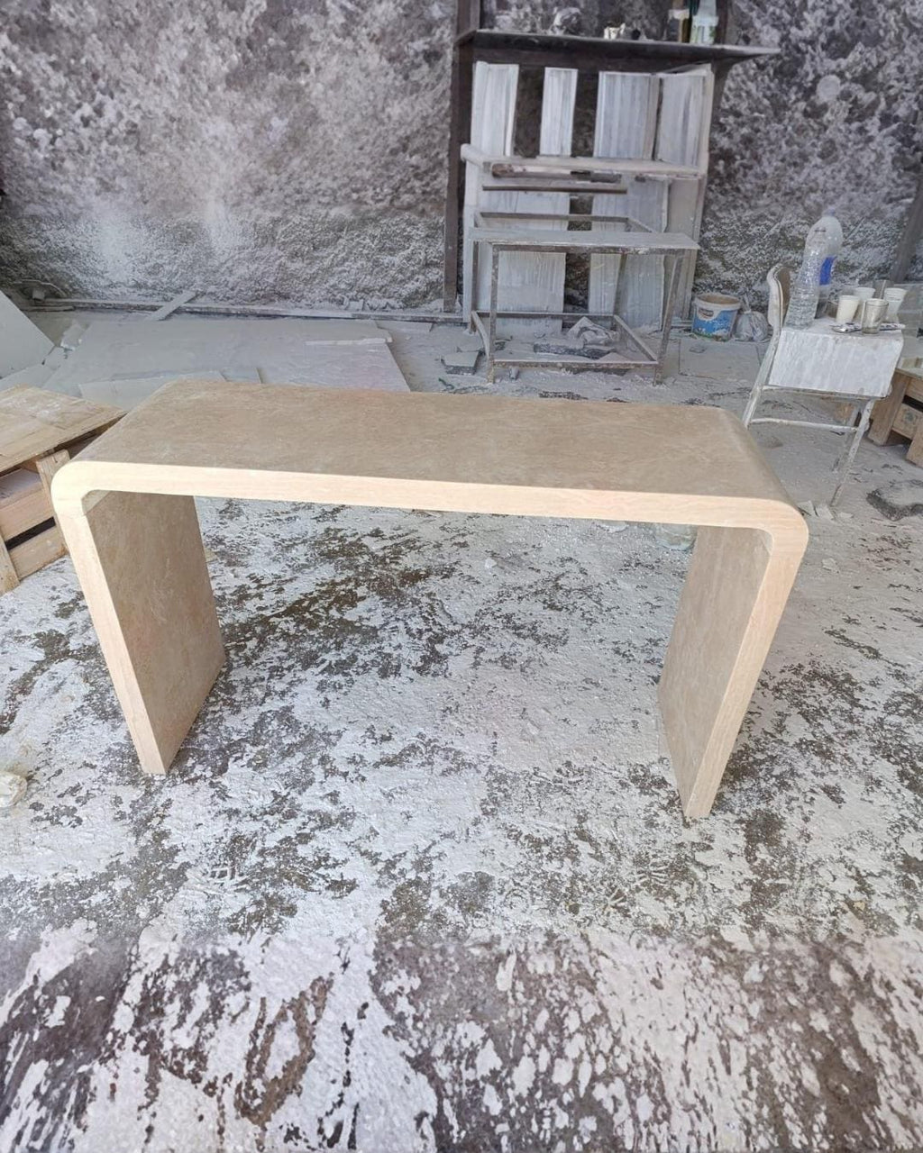 Travertine Marble Stone Entryway Console Table, Luxury Home Furniture