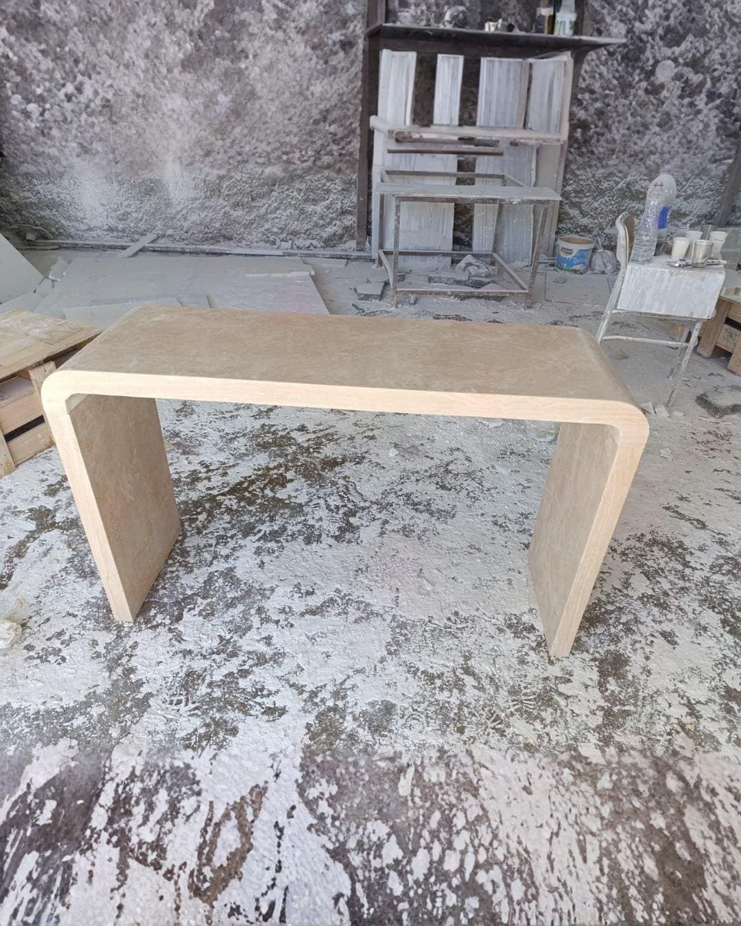 Travertine Marble Stone Entryway Console Table, Luxury Home Furniture