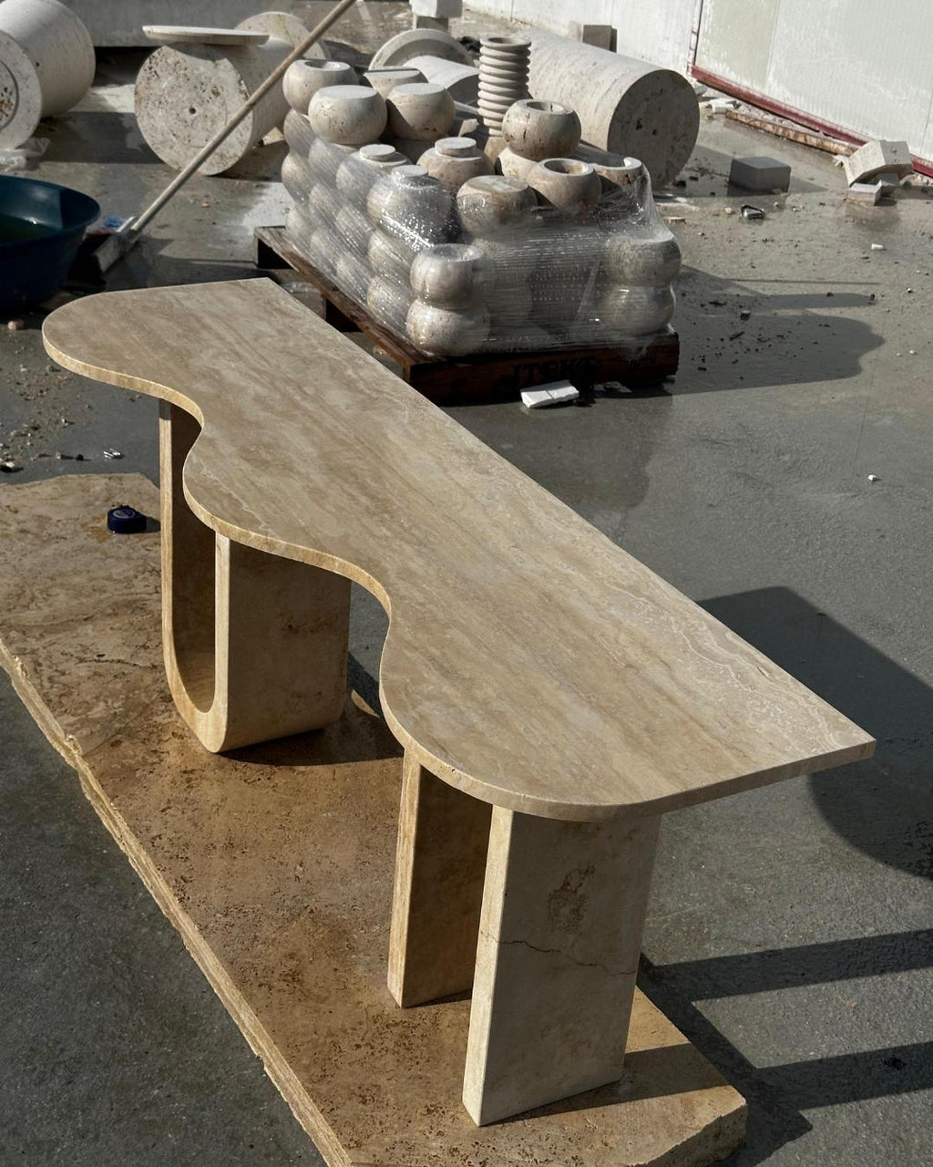 Handmade Travertine Console Table Marble Stone Entryway Furniture: Luxury Home Furniture