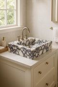 Handmade Calacatta Viola Marble Sink, Rectangular Bathroom Vessel