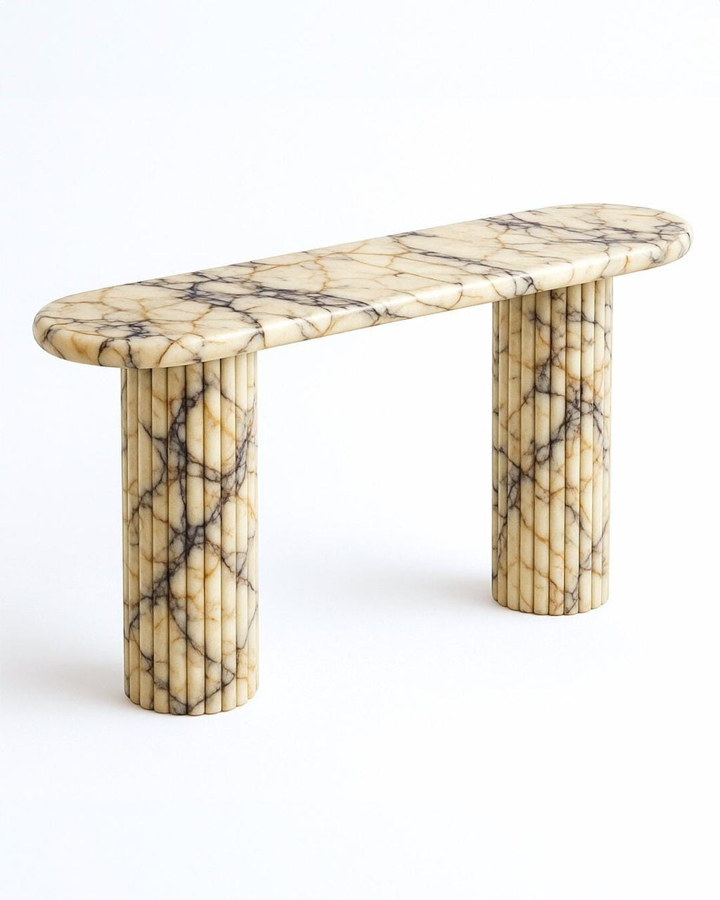 Entryway Console Table: Fluted Column Legs, Handmade Calacatta Marble,  Luxury Hallway Table