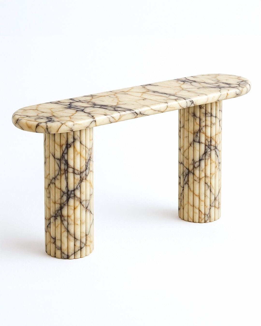Entryway Console Table: Fluted Column Legs, Handmade Calacatta Marble,  Luxury Hallway Table